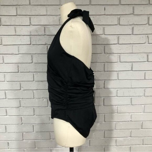 Boden Women’s Black Halter Ruched Swimsuit - Size 6 - Picture 2 of 13
